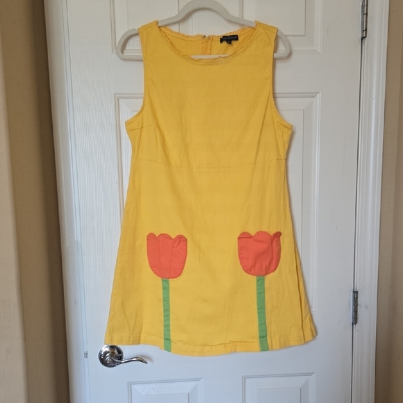 Smak Parlour UNIQUE VINTAGE KAWAII Yellow DRESS CUTE BOLD ARTSY BOLD RETRO LARGE - Picture 1 of 13